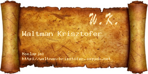 Waltman Krisztofer névjegykártya